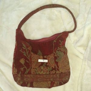 Floral boho burgandy tapestry purse